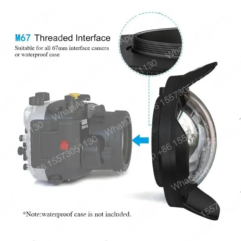 Dual Layer Wet Wide Angle Lens 4.3in/6in Underwater Removable for Sony A7SIII A7M4 Olympus TG TG5 TG6 TG7 A6000 67mm
