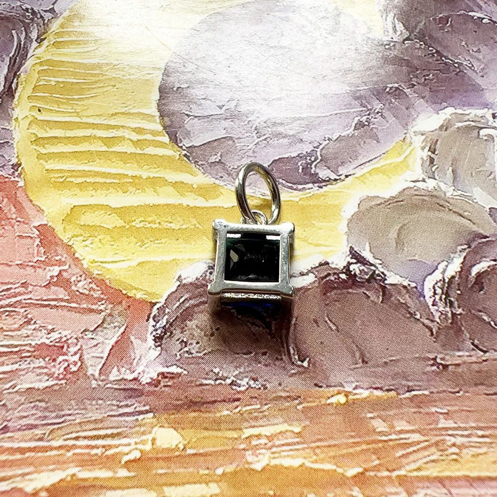 Pendant Blue Square Stone Winter Fine Jewelry Europe Rebel Street 925 Sterling Silver Trendy Gift For Woman