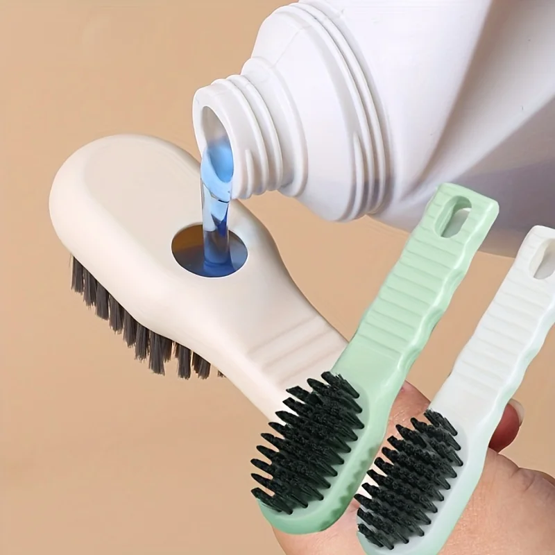 2pcsMultifunctional Cleaning Shoe Brush Soft Automatic Liquid Shoe Brush Soap Brush with Hook Cleaning Tool, Tiny and Convenient