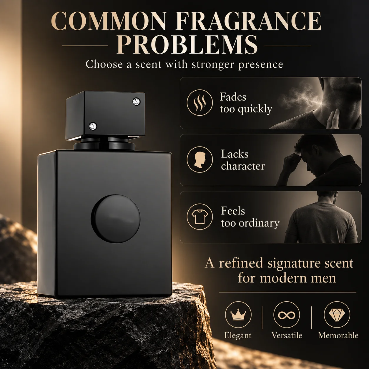 1PC 105ml Men's Perfume Cologne Spray, Elegant Black Bottle Masculine Fragrance for Daily Wear, Office, Date Night, Gift