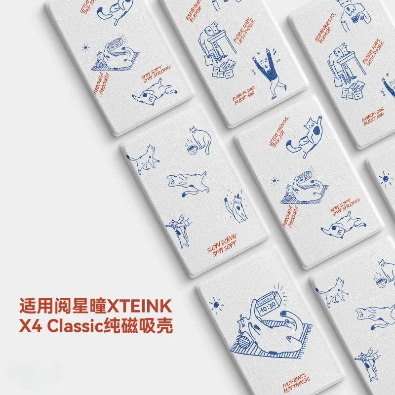 For XTEINK X4Classic E-ink Reader Ink Screen Protective Cover PU Material Magnetic UV Digital Printing Case Anti collision