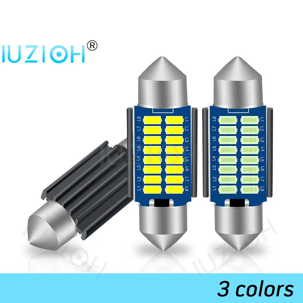 IUZIOH 2PCS Festoon 3014 Led Bulb 28 31 36 39 41 MM Interior C5W Trunk C10W Reading Dome License Plate Signal Lamp Car Light