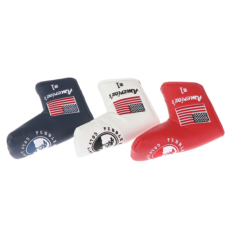 High Quality 1Pc America Flag Pebble Beach Golf Putter Head Cover Blade Putter Cover