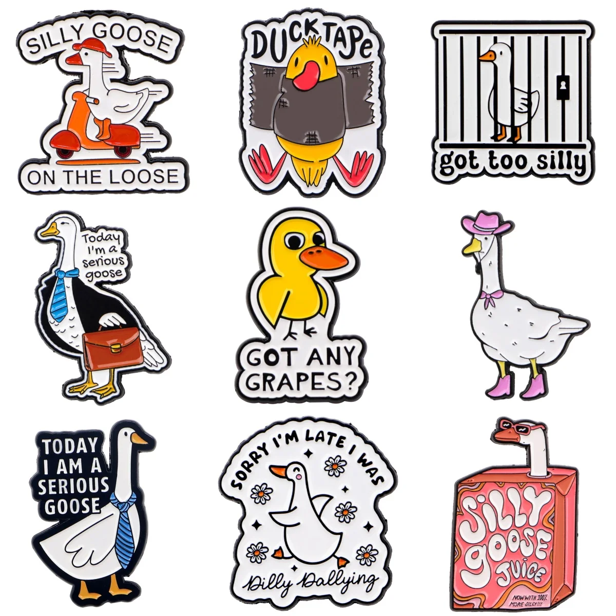 Funny Goose Enamel Pin Cartoon Duck Quotes Brooch For Coat Women's Brooches Fashion Lapel Badges Jewelry Friends Gift