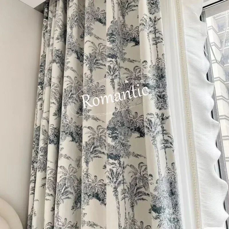 

Retro Light Luxury Style Chenille Jacquard Thickened High-end Grace Curtains for Living Room Bedroom Dining Study Custom Size