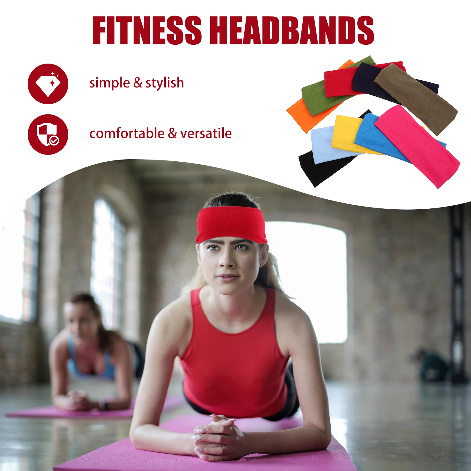 10 個の汗止めバンド ヘッドバンド 女性 男性 スポーツ フィットネス ヨガ 通気性 軽量 ポータブル ヘアラップ 運動用 アウトドア用