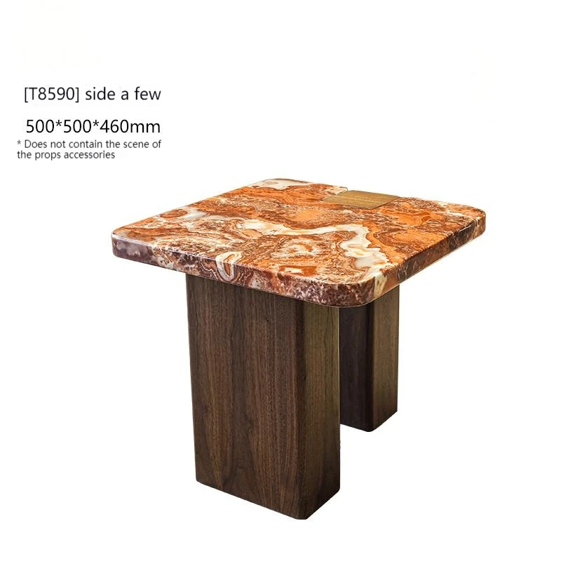 Designer Round Table with Natural Veining, Heat&Scratch Resistant Italian Luxury Dragon Red Marble Coffee Table Set
