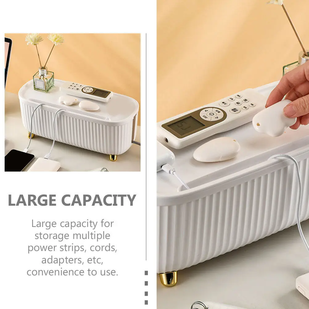 Cable Management Box ABS Wire Storage Desktop Organizer Large Capacity Power Strip Holder Cable Storage Case for Home Office
