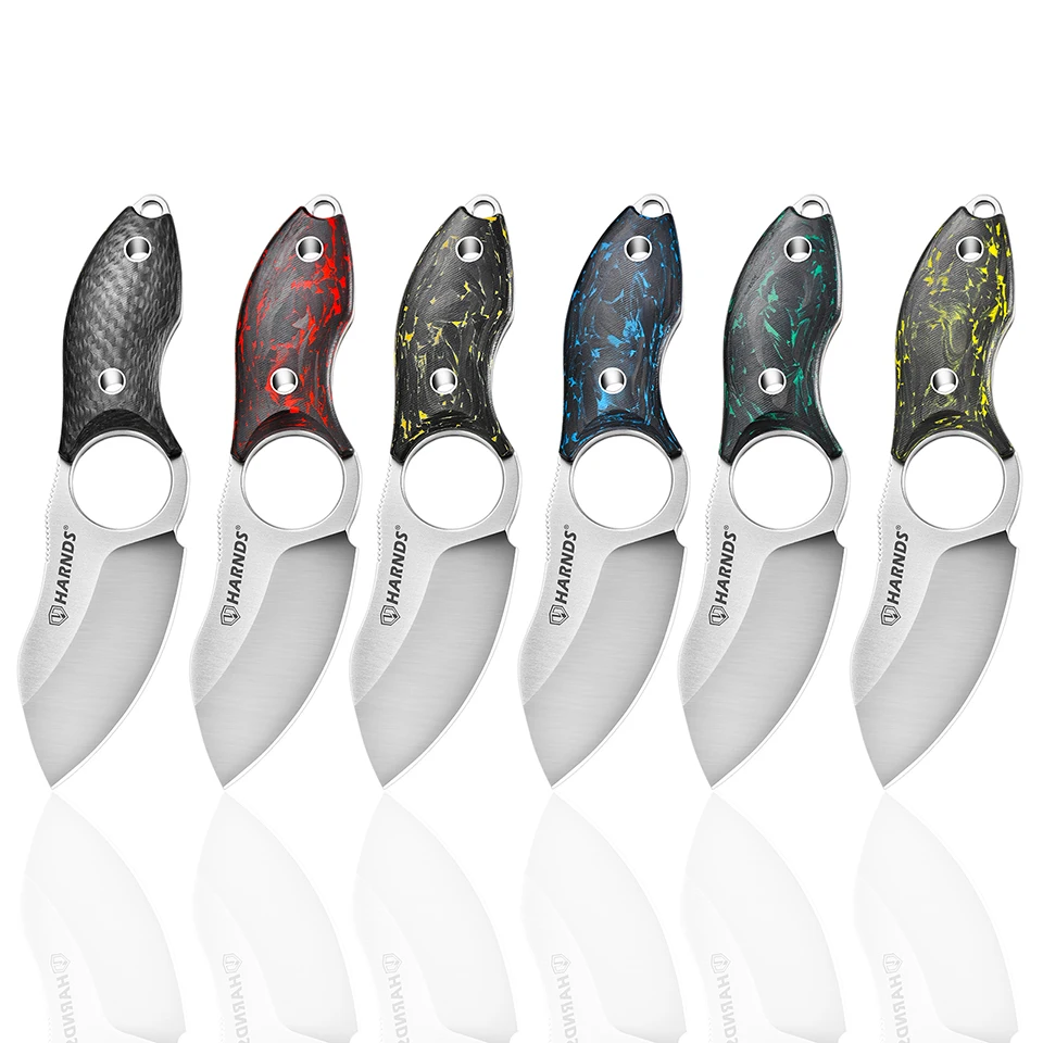 

Harnds Eggplant HK2024 Special Edition Outdoor Pocket Knife Lightweight Neck Knife with N690 Steel Blade and Carbon Fiber Handle