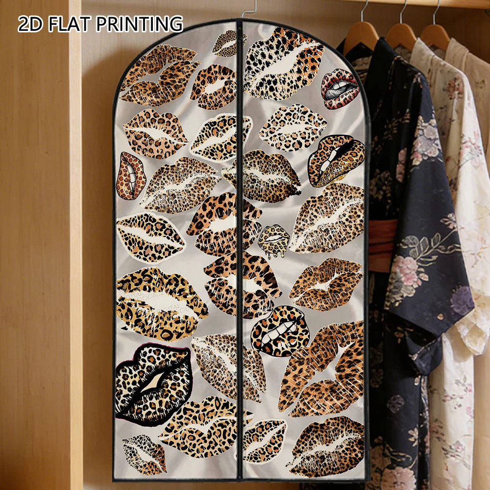 1pc leopard lips Compressed Dust Cover Clothes Compression Hanging Storage Bag Household Wardrobe Organizer