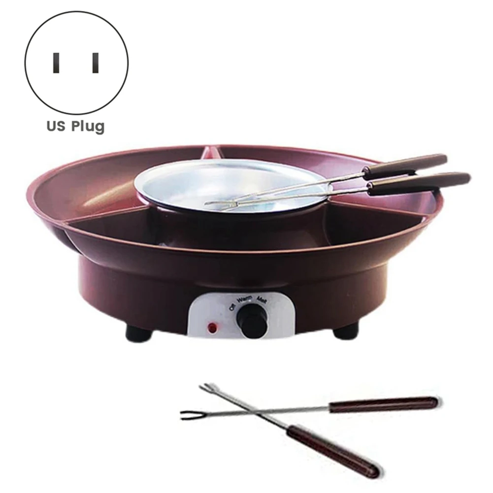 Fondue Pot Set,Electric Chocolate Fondue Maker with 4 Forks, Cheese Melting Fondue Machine Kit,Temperature Ctrol.US Plug