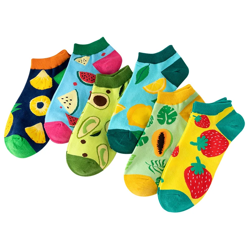 Funny Cute Fruit Short Socks for Women Casual Men\'s Socks Watermelon Avocado Socks EUR Size 36-44