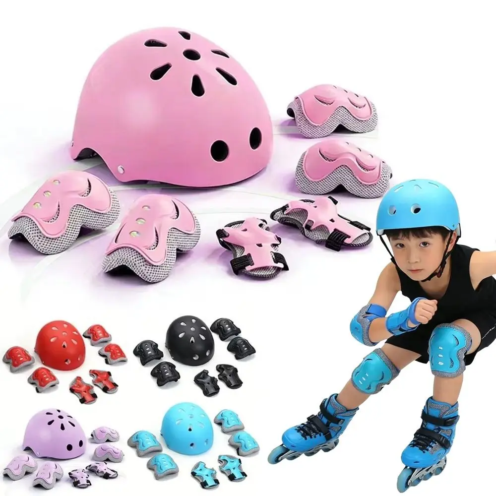 7Pcs/Set Adjustable Guards Protective Gear Set Shock-absorbing Breathable Kids Knee Pads and Elbow Pads Protective Equipment