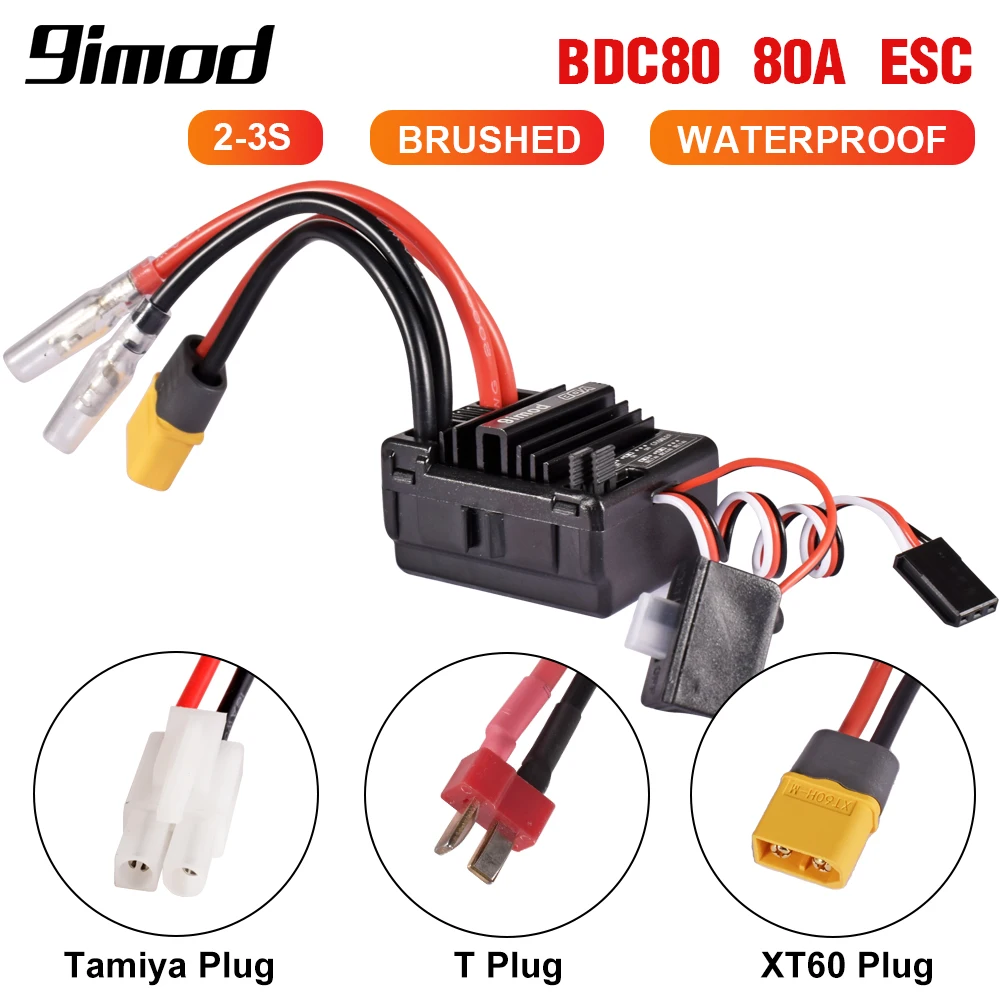 

9imod BDC80 80A матовый ESC водонепроницаемый 2-3S контроллер скорости с 6,4/7,4 V 5A BEC для 1/10 TRX4 HPI Redcat Tamiya Axial SCX10