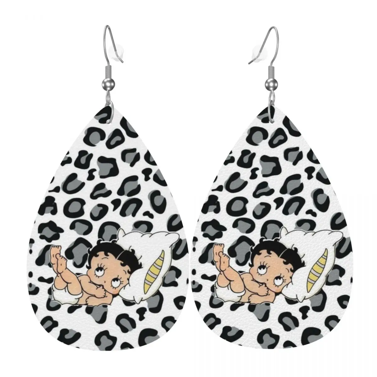 Custom Cute Betties Cartoon Dangle Drop Earrings Leather Earrings for Women Fashion Comic  For Party