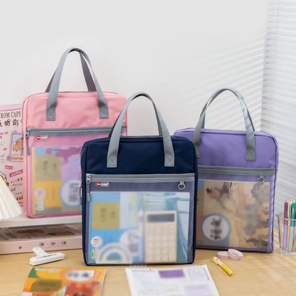

Portable Book Storage Bag Waterproof Handheld A4 File Organizer Dustproof Large Capacity Art Storage Bag Back To School