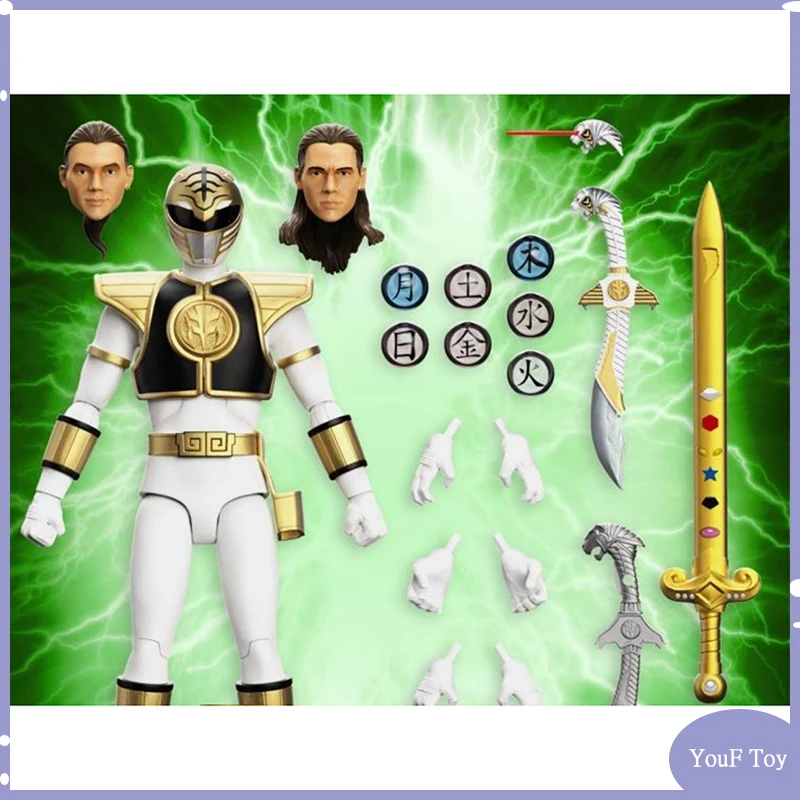 

Экшн-фигурки В НАЛИЧИИ White Ranger Super7 Power Ranger Mighty Morphin Wave 4 аниме Модели кукол детские игрушки подарки