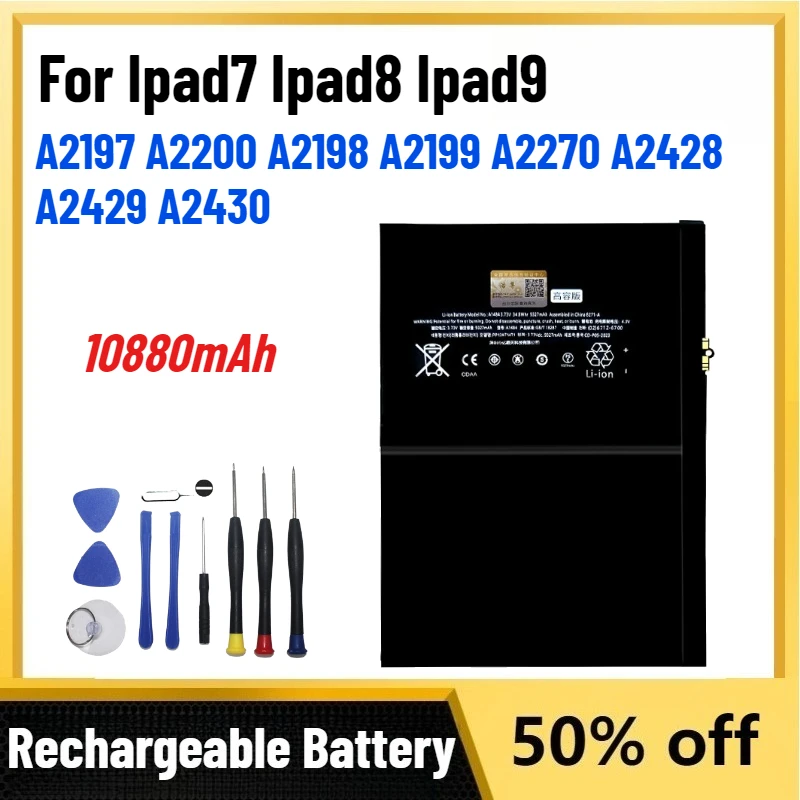 

Высококачественные новые аккумуляторы для планшетов емкостью 10880 мАч для Ipad7 Ipad8 Ipad9 A2197 A2200 A2198 A2199 A2270 A2428 A2429 A2430 с инструментами