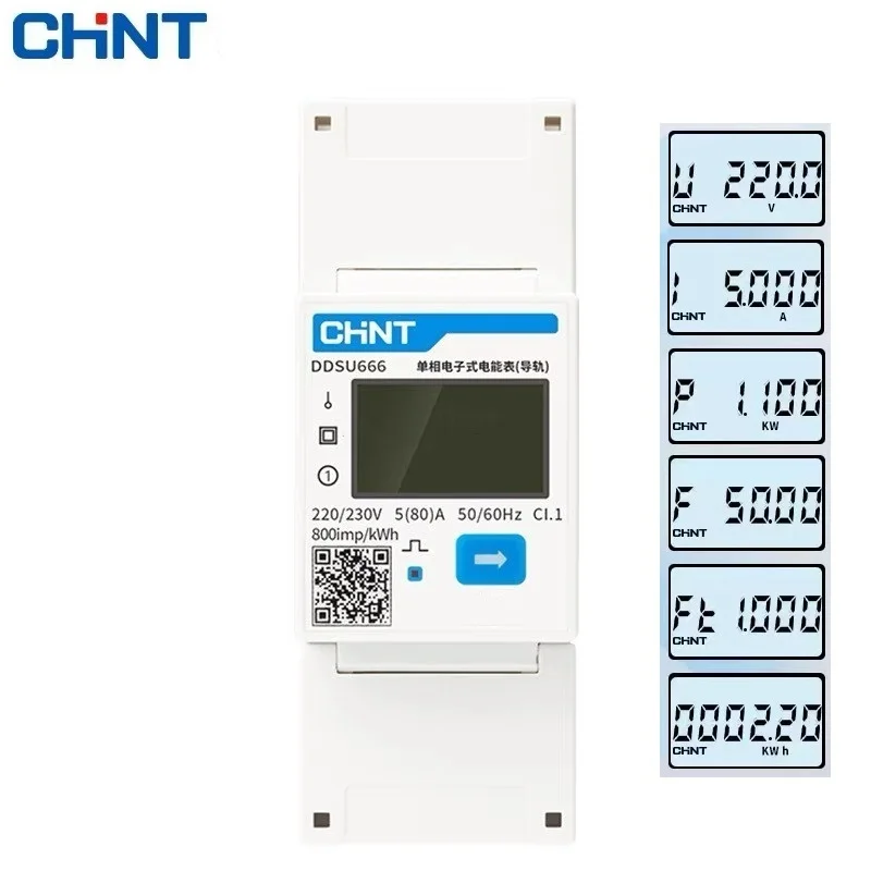Imagem -02 - Chint-energia Inteligente Poder Medidor de Corrente Elétrica Monofásico Trilho Din Modbus Rs485 Kwh Wattmeter Chint Ddsu666 Dtsu666