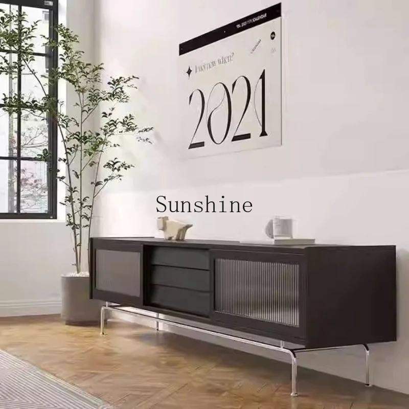 

Simple modern Nordic medieval solid wood TV, small apartment living room, minimalist style, lockers