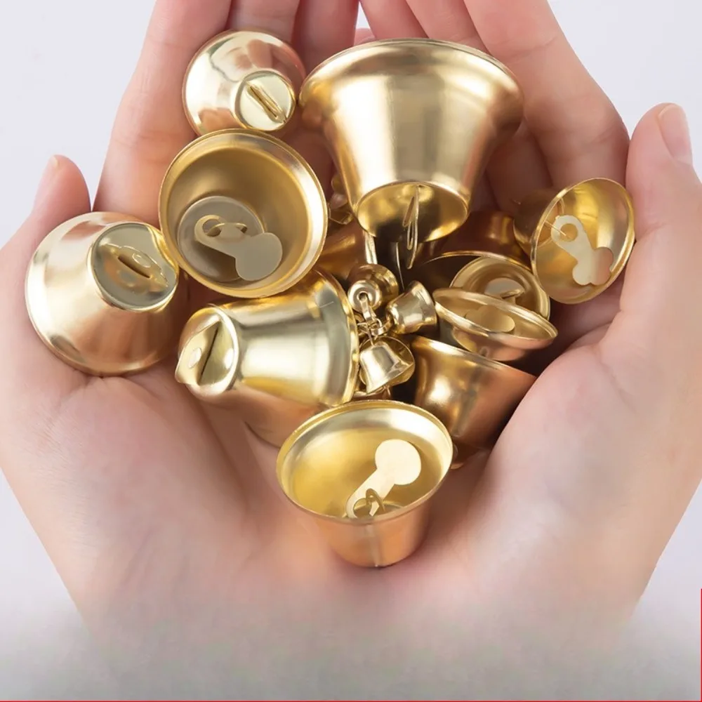 Golden Jingle Bells 12PC 10-45mm Trumpet Shape Metal Bells Christmas Tree Hanging Ornaments DIY Craft Party Festival Decorations