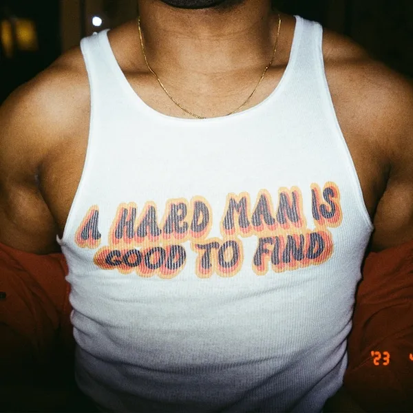 Ribbed Tank with A Hard Man Vintage Graphic 20 Inch Vest Emo Girls Aesthetic Letter Print Grunge Goth Camisole Female Clothing