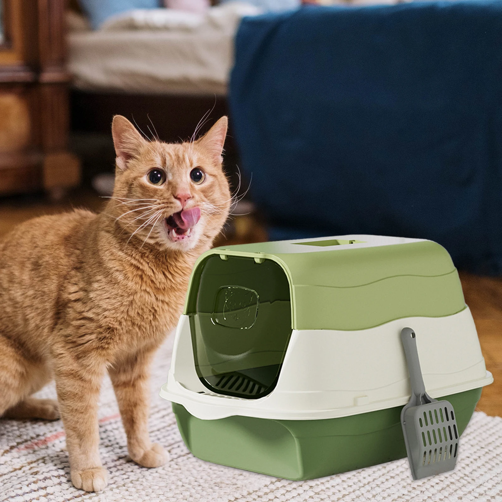 Cat Litter Box with Shovel Removable Pet Litter Tray Pet Toilet Bedpan Excrement Training Sand Litter Box Pet Accessories