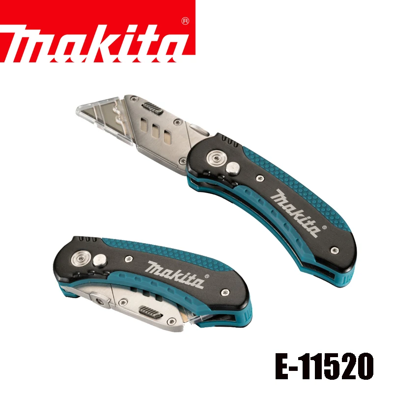 MAKITA Retractable Utility Knife Quick Change Folding with Safety Lock Comfortable Rubber Handle Blades Hand Tool Combination