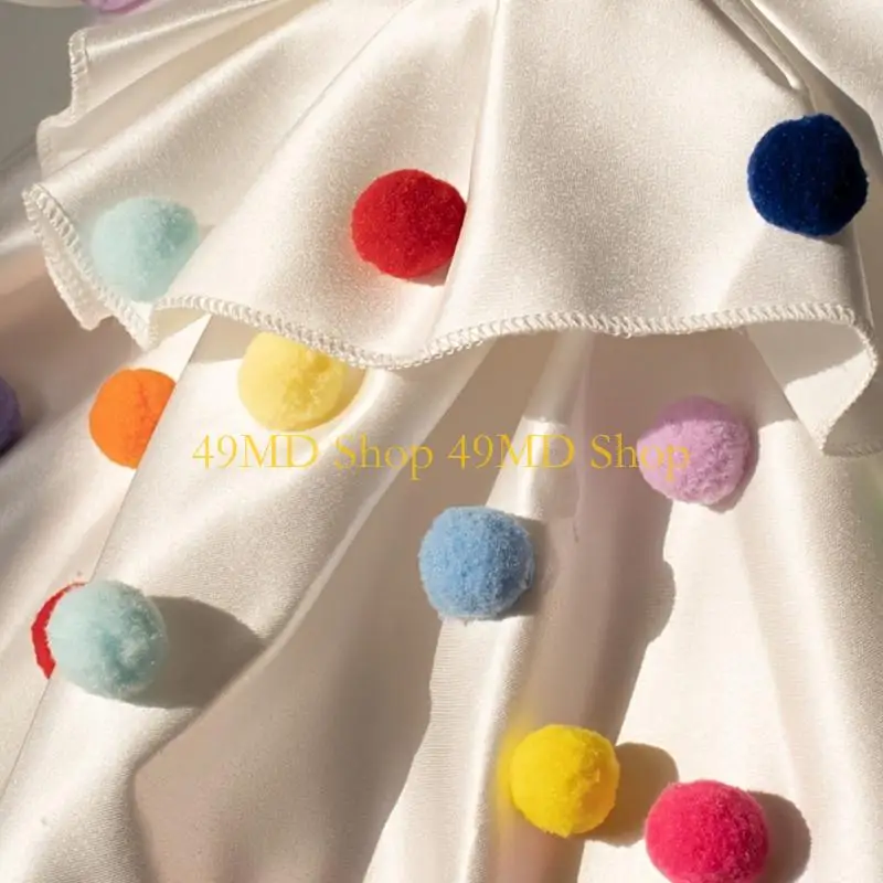 49MD Fashion Satins Clown Collar With Ball Decors Detachable False Collar For Halloween And Role Playing Costumes
