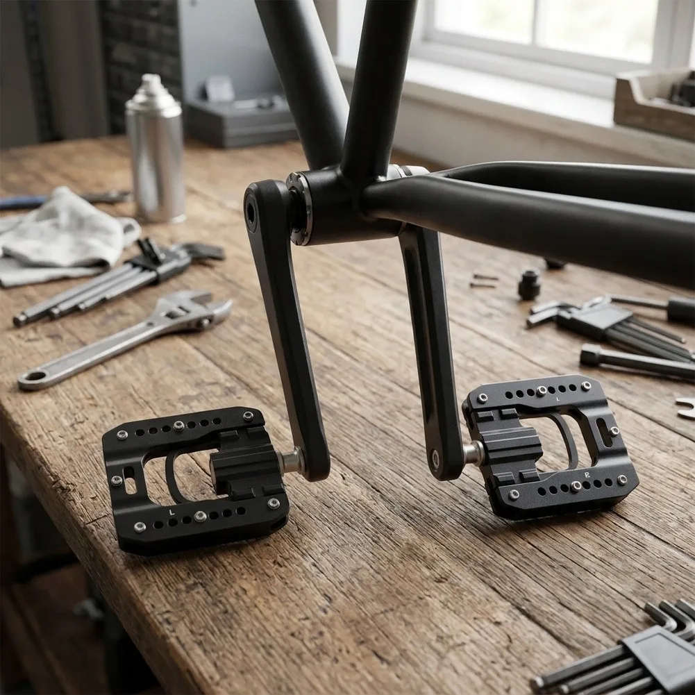 For Compact Storage Foldable Bike Pedals Foldable Pedals Integrated 3 Sealed Bearings Smooth Rotation Performance