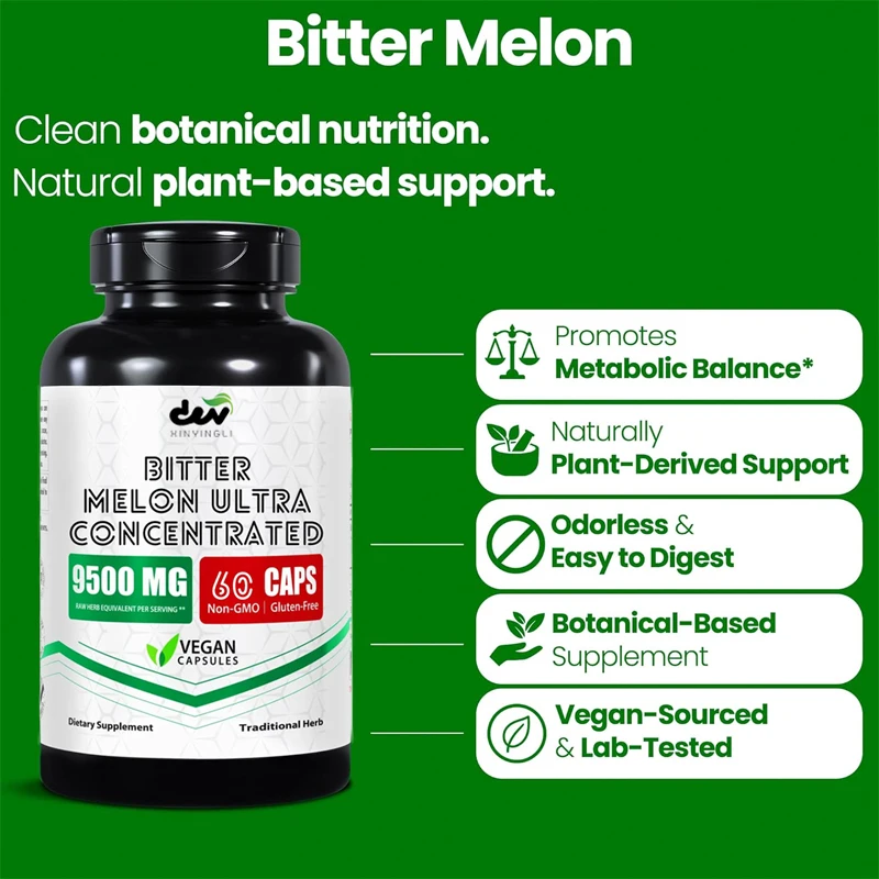 Bitter gourd capsule extract 9500mg, standardized super strong herbal supplement | non GMO, gluten free