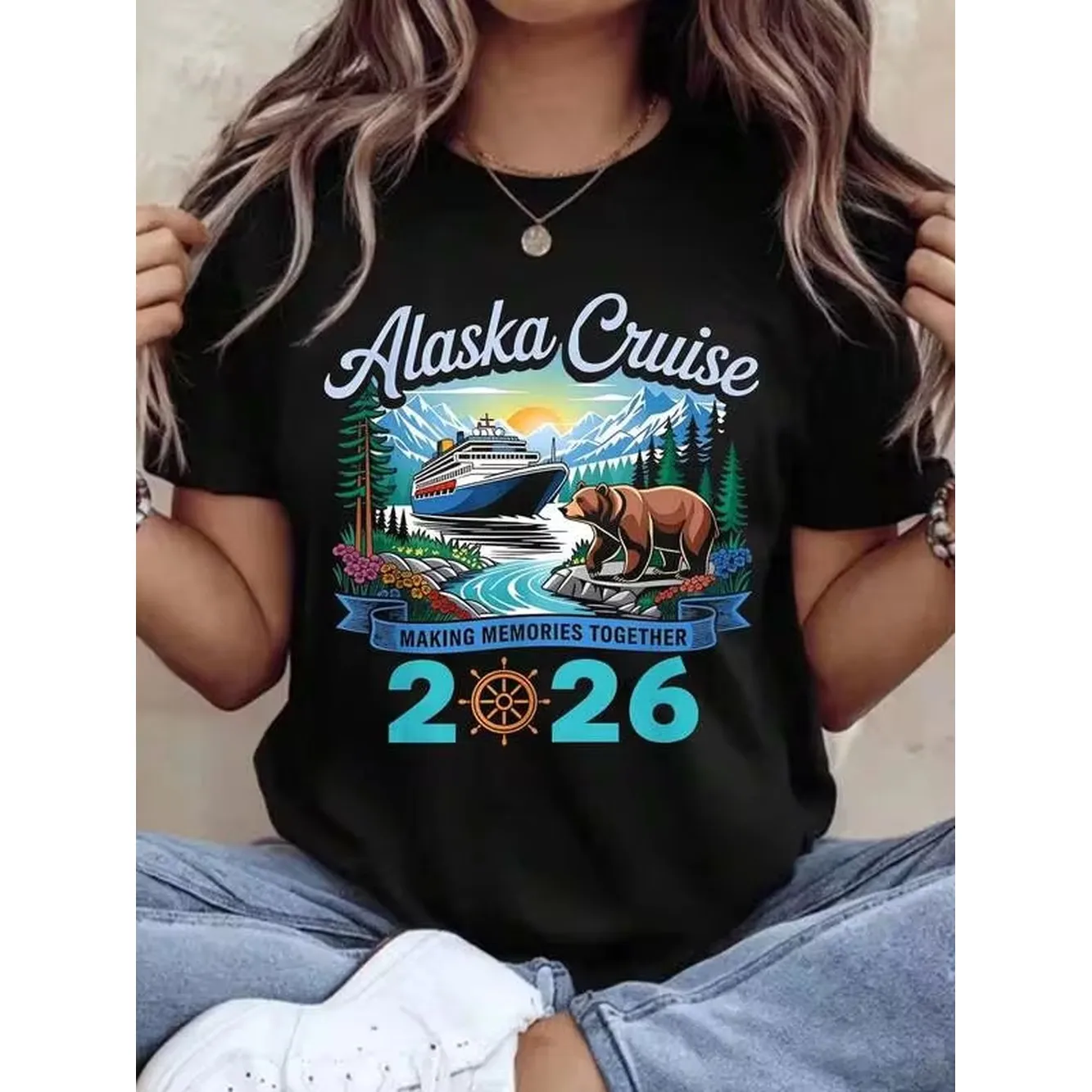 Alaska Cruise 2026 Making Memories Together Shirt For Women Men Family Vacation Travel Souvenir Gift Summer Holiday Adventure Cruise Trip T-Shirt,220g