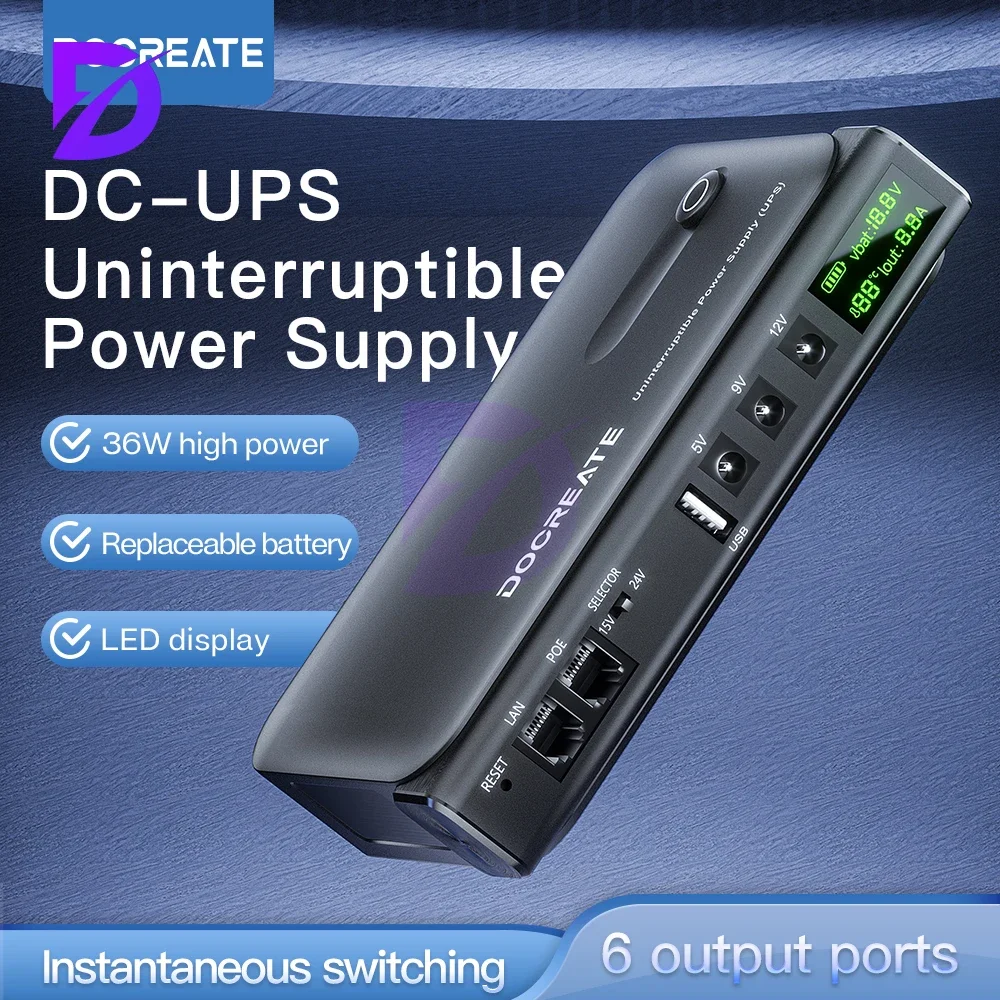 DC1036l 36W Digital UPS Uninterruptible Power Supply Anti Reverse 18650 Multi Specification Household Portable Router
