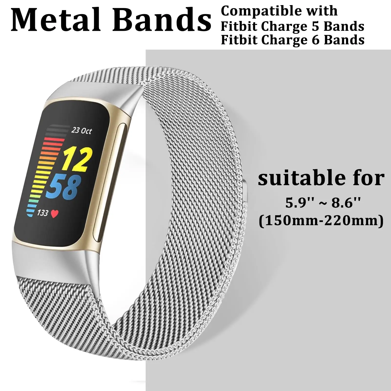 Milanese loop For fitbit charge 6 5 band replacement charge6 wristband stainless steel magnetic bracelet fitbit charge 5 Strap