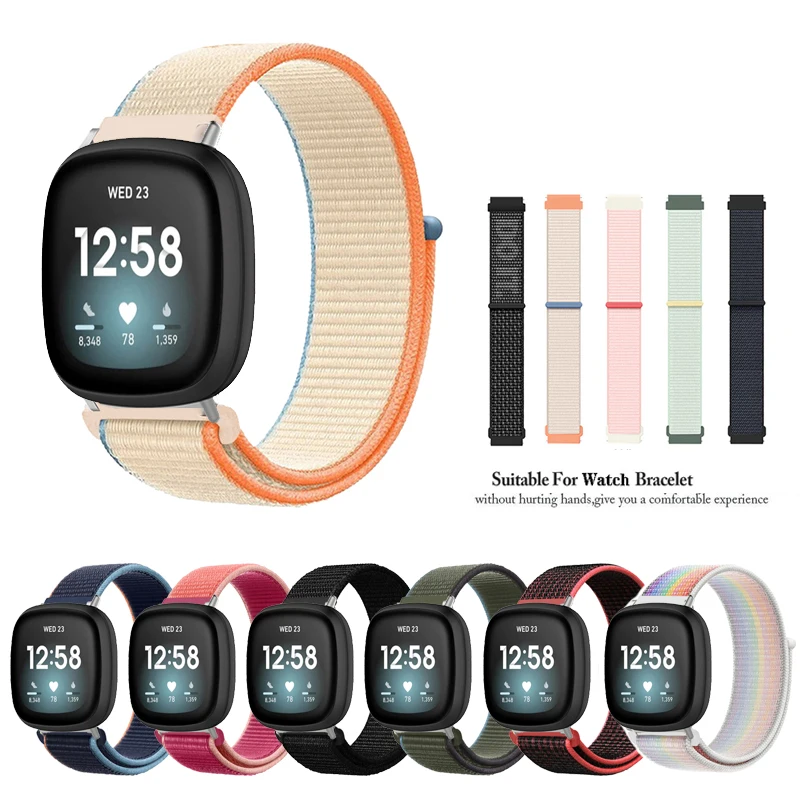 Breathable Nylon Strap Band For Fitbit Versa 4 3 / Sense 2 1