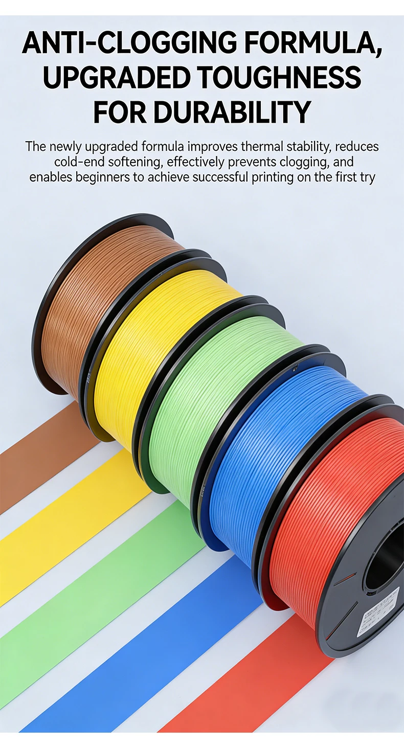 Basic Solid Color PLA 3D Printer Filament 1.75mm 1kg Spool Low Odor Easy Print No Warping FDM 3D Printing Consumables