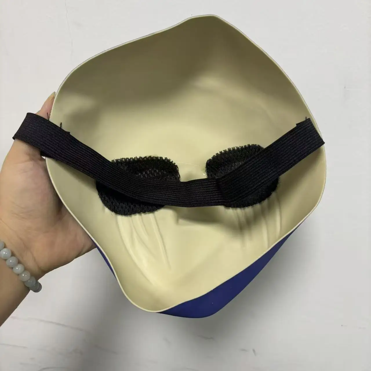 Blaue Latex-Vollgesichtsmaske für Halloween | Schwarzes Augennetz, Vollgesichtsabdeckung für Cosplay, Requisiten für Geisterbahn-Maskeraden – Detail 5