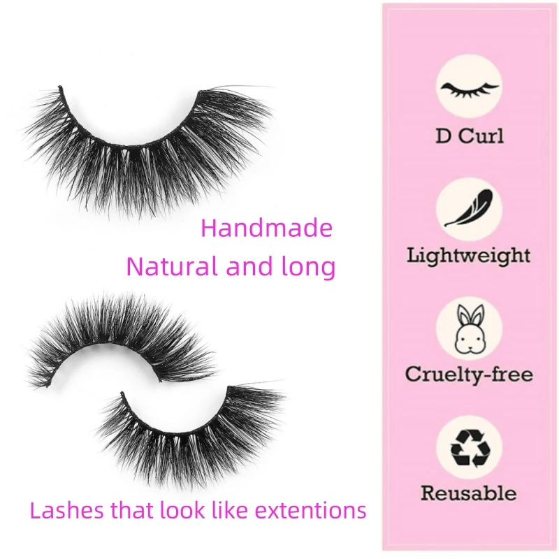 5 Pairs/Tray Strong and durable Faux mink hair invisible and natural cotton black steam strip eyelashes with support custom