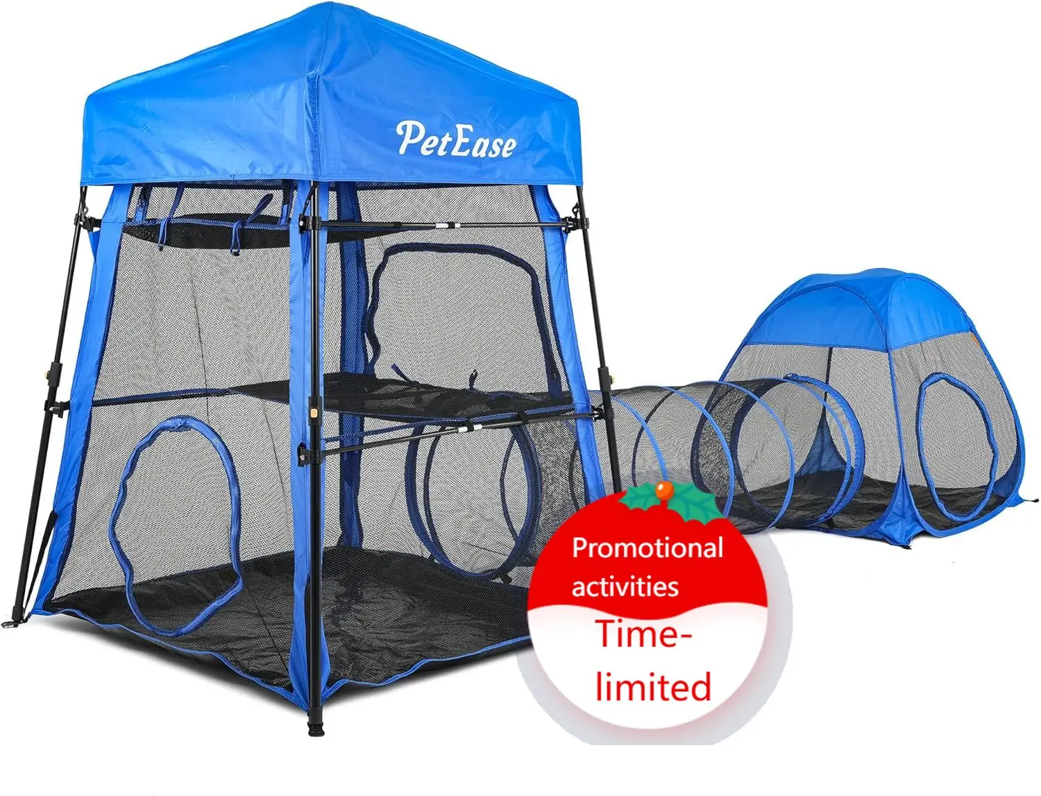 

Catio Outdoor Cat Enclosure, 3-in-1 Extra Large Portable Cat Playpen with Tower Tent & Tunnel, Foldable Waterproof Mesh Catio fo