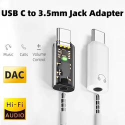 USB C Type-C to 3.5mm TRRS Audio Jack Headphone DAC Adapter Support Listening to Music and Calls for Mobile Phone Tablet