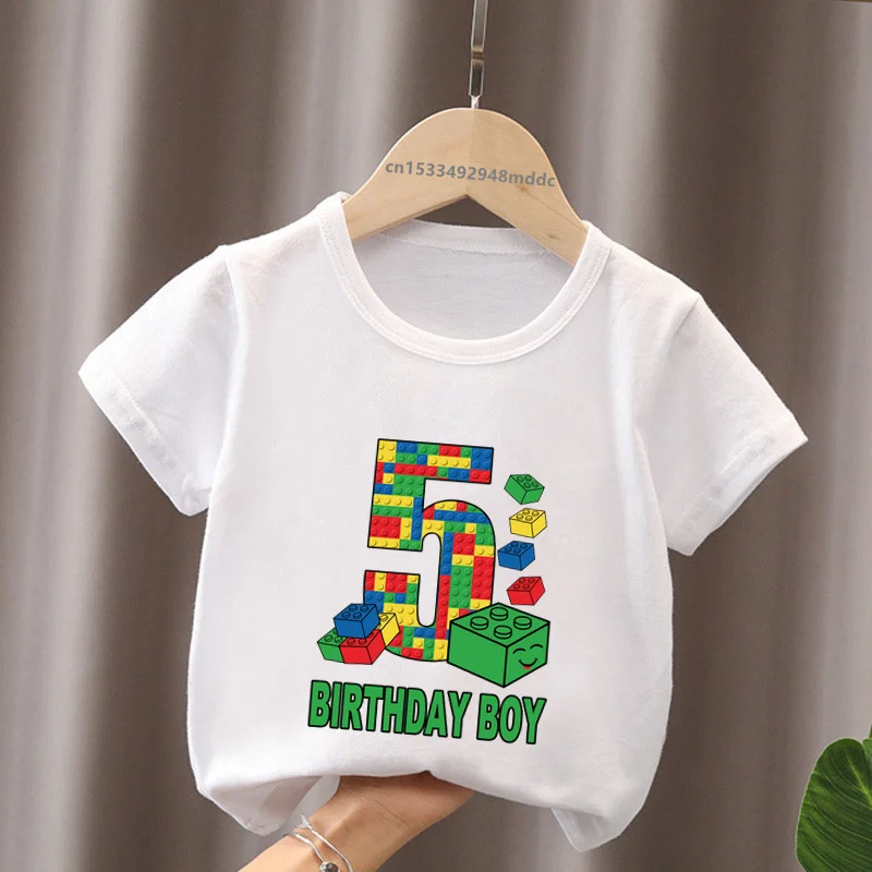 Master Builder Blocks Building Print Nummer Grappig Kids T-Shirt 1 2 3 4 5 6 7 8 9 Jaar Verjaardag Baby Jongens T-Shirts Meisjes Kleding