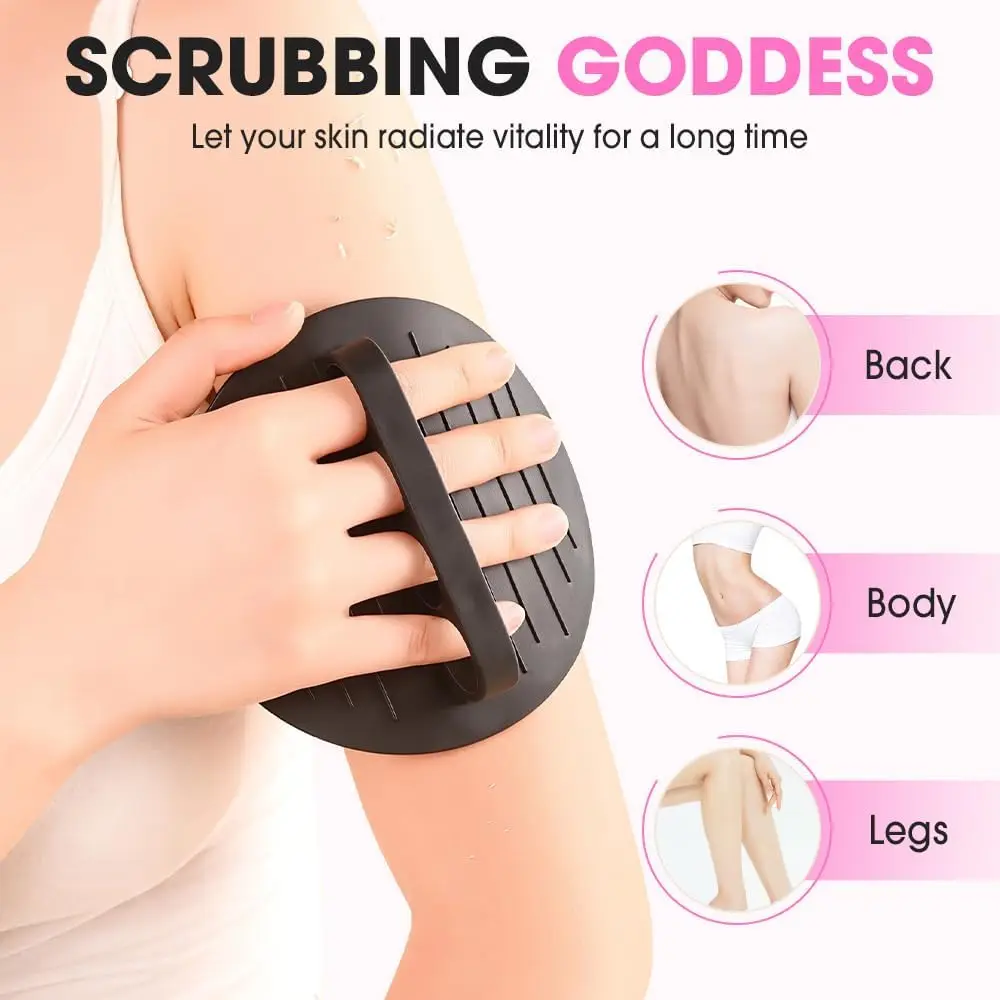 2 Counts Soft Rubber Shower Scrubber, Upgraded Gentle Exfoliating Bath Glove, Deep Cleansing Shower and Bath Tool