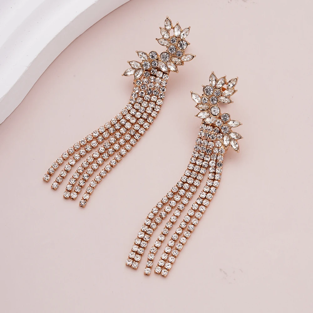 Rhinestone Earring Set Long Hanging  Free Shipping Turkey Cheap Goods for 2 Uah Decoration Bohemian  Jewelry
