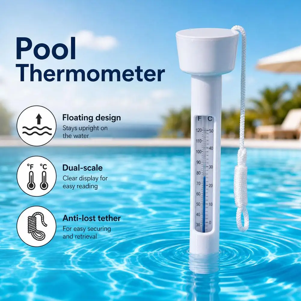 Pool Thermometer Floating Water Temperature Gauge String Swimming Pools Spa Hot Tub Aquarium Pond Bathtub High Accuracy
