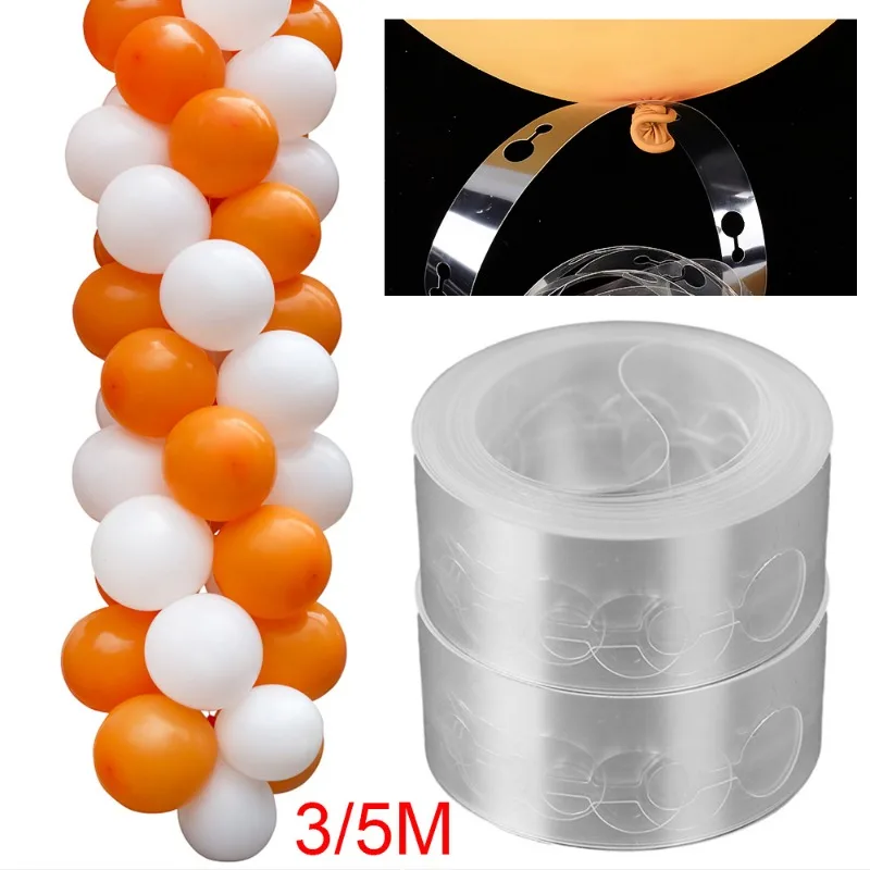 Balloon Chain Tape Transparent Single/Double Hole Arch Connect Strip Party Supplies Balloon Holder for Birthday Wedding Party