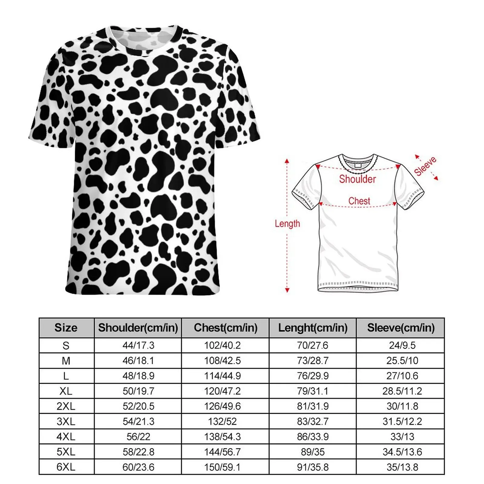 Beach T-Shirt Farm Animal Print T Shirts Black White Cow Spots Casual Hippie Tee Shirt For Male Short-Sleeved Oversize Clothing