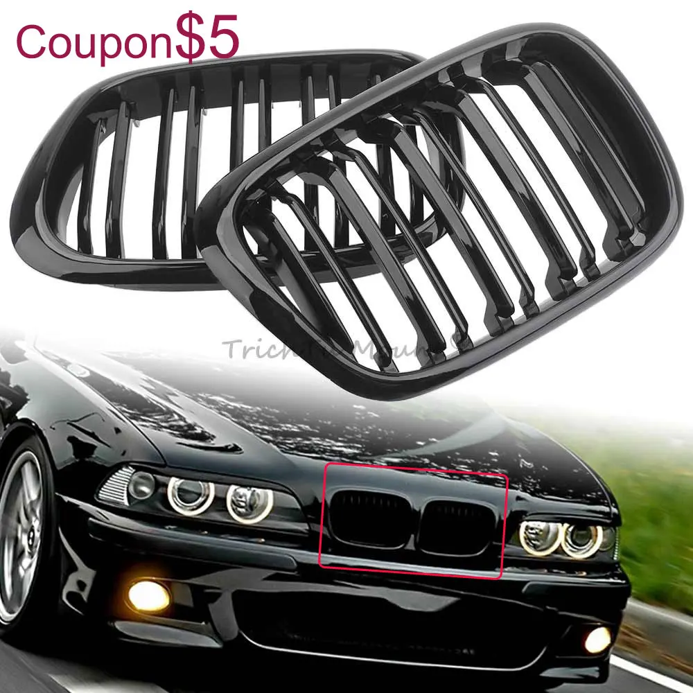 

For BMW E39 5-series 525 528 530 535 540 M5 1997-03 Left&Right Car Front Racing Grille Auto Accessories Dual Line Intake Grille