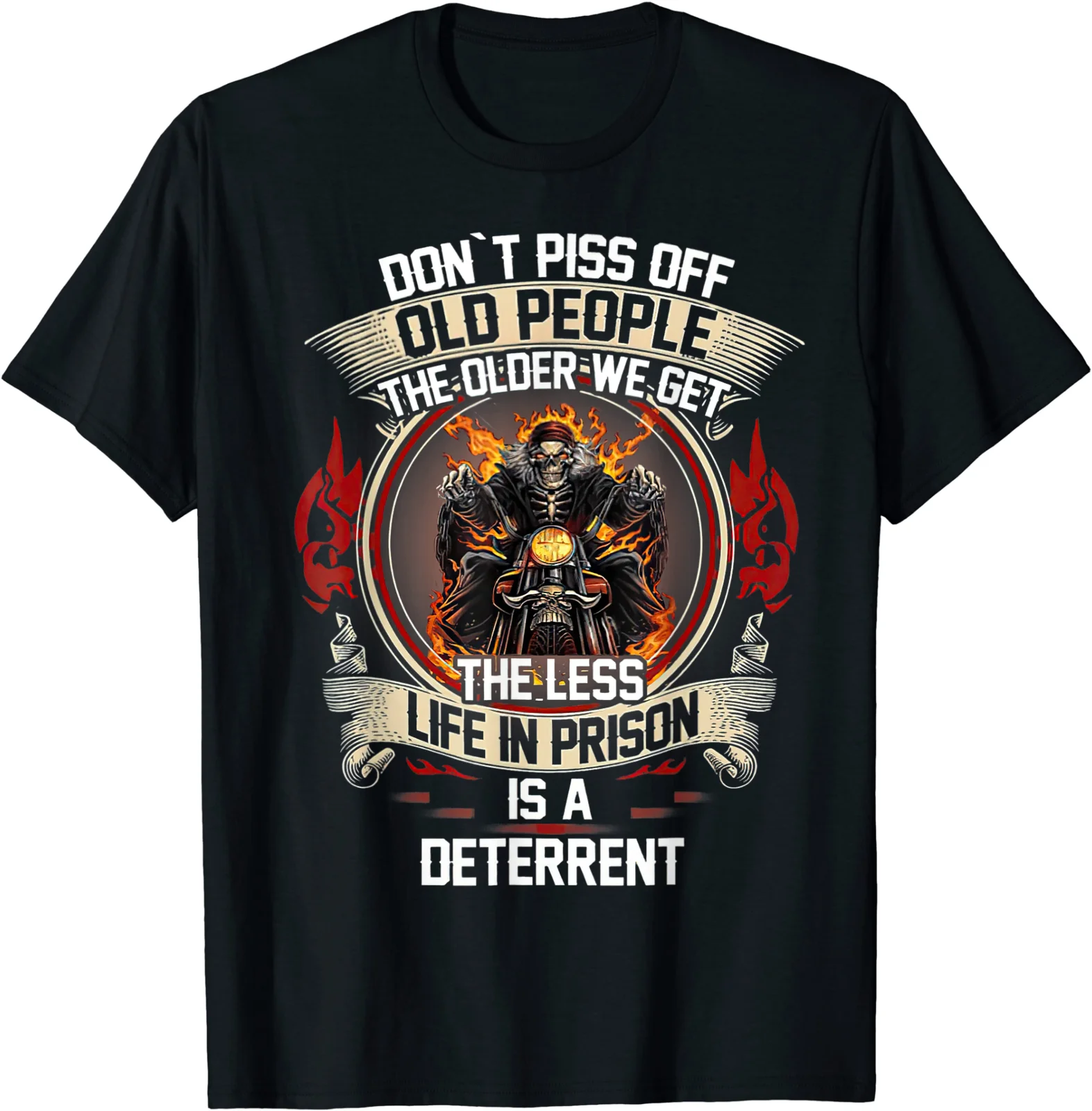 

Don't Piss Off Old People The Older Biker Skull Motorcycles T-Shirt S-3XL Men's Casual O-Neck Cotton Tshirt