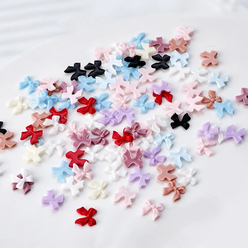 3D Mixed Colors Ribbon Bow Nail Charms Rhinestone Decoration 100PCS Nail Charm DIY Manicure Rhinestones Accessories Supplies