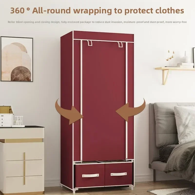 Household GoodsSimple Wardrobe Foreign Trade Storage Drawer Hanging Hanger Assembly Dormitory Open Rental House Wardrobe